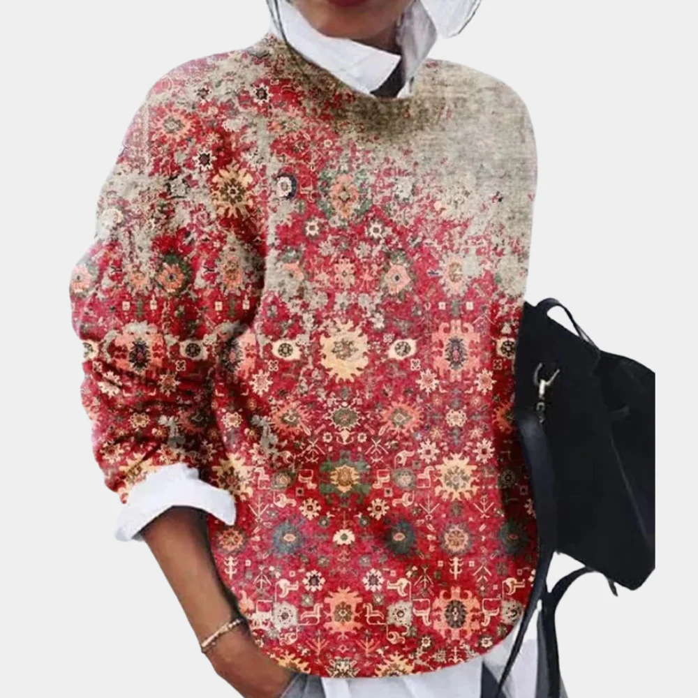 Cozy Round Neck Sweatshirt Large Sleeves