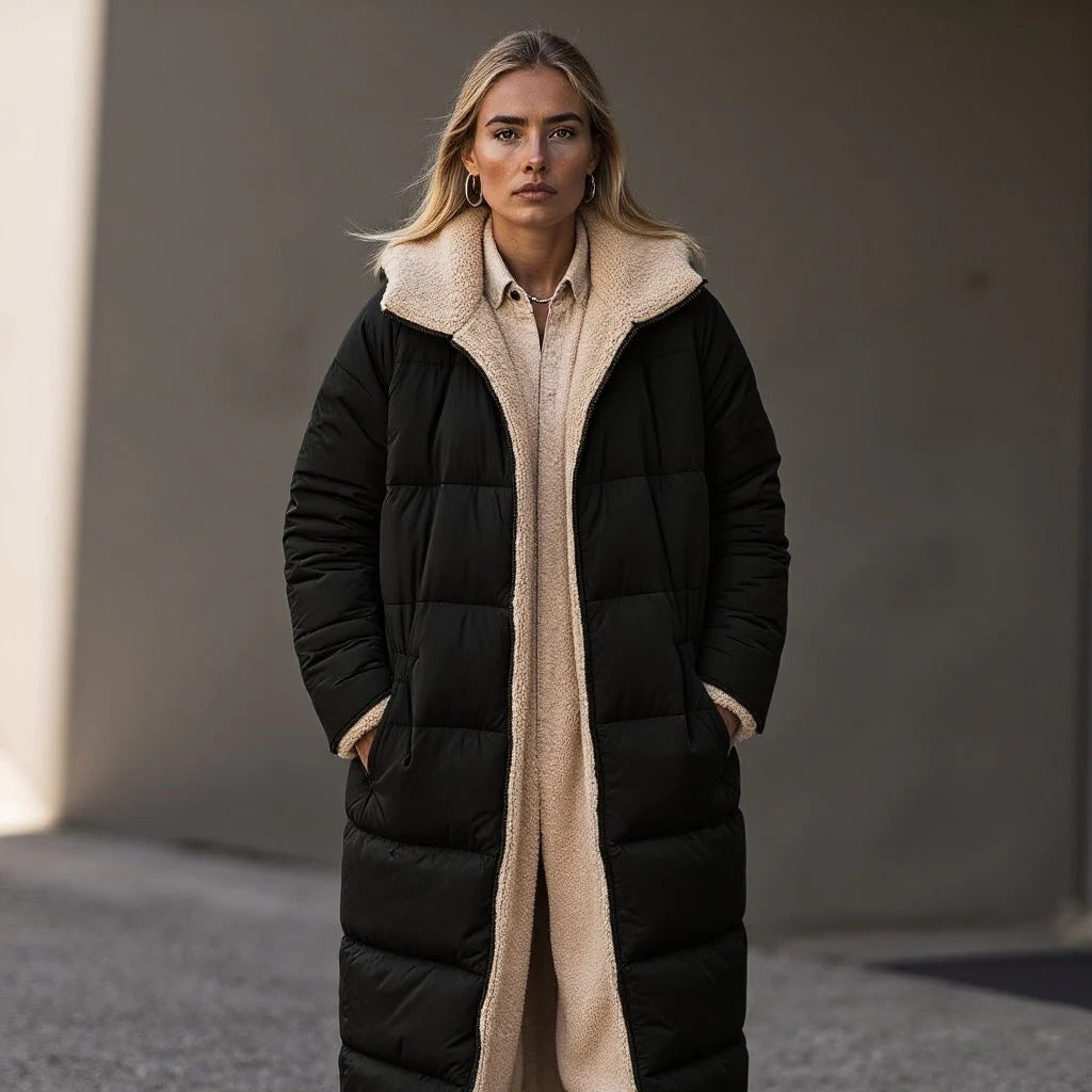 Winterjacke Damen Lang Frauenparka Fleece Gefüttert Warm - IdealeKleiden