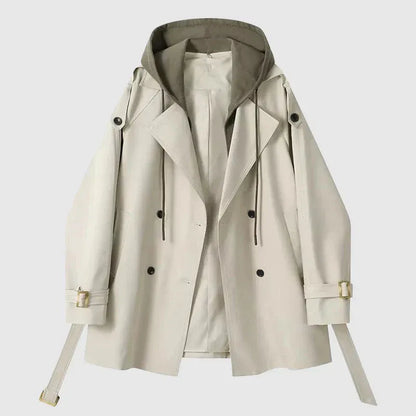 Women's Large Trench Coat Oversized Hood Belt Cotton Style