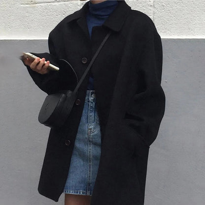 Women's Coat Woolly Lightweight Loose Fit