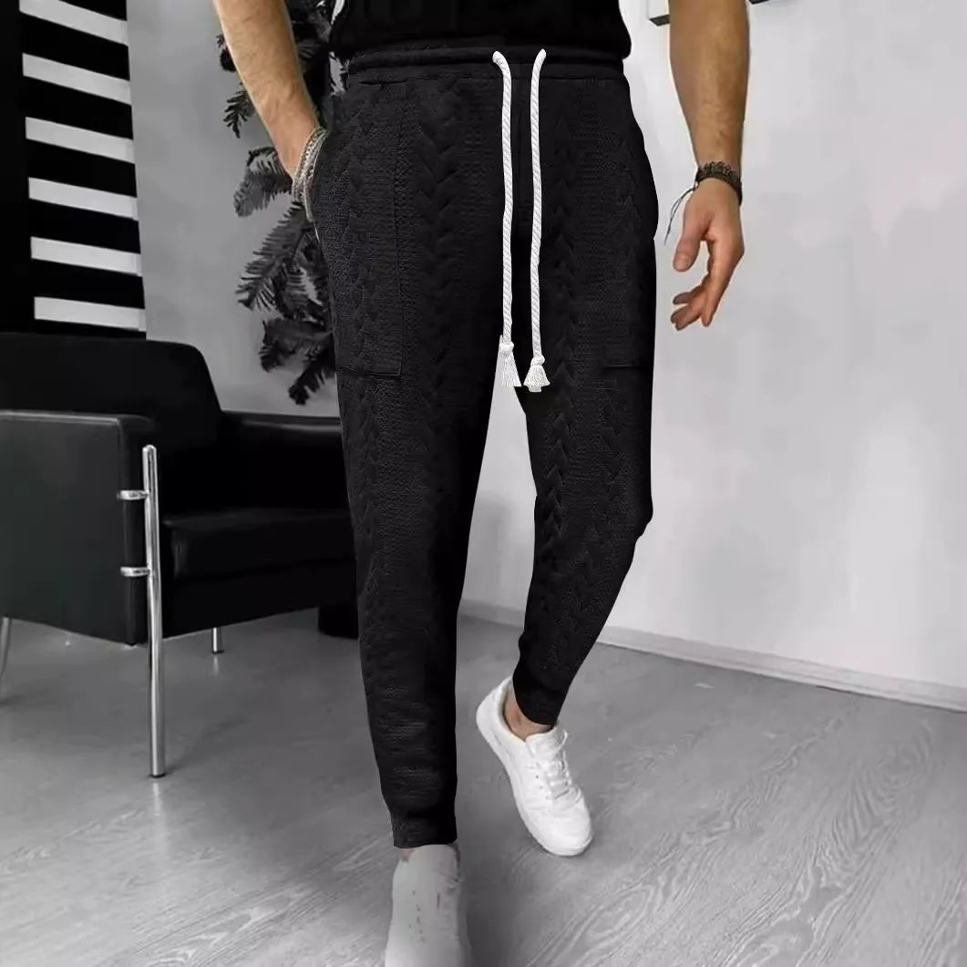 Comfortable jacquard jogger pants with a straight leg
