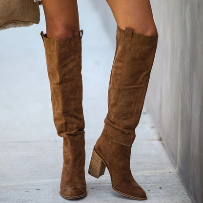 Chic Over-the-Knee Boots Slim Fit Faux Leather Block Heel