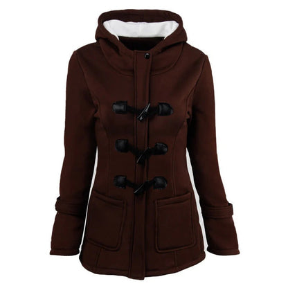 Stylischer Wintermantel mit Kapuze und Taillierte Passform - IdealeKleiden