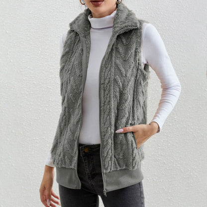 Sleeveless Fleece Jacquard Zip Dress