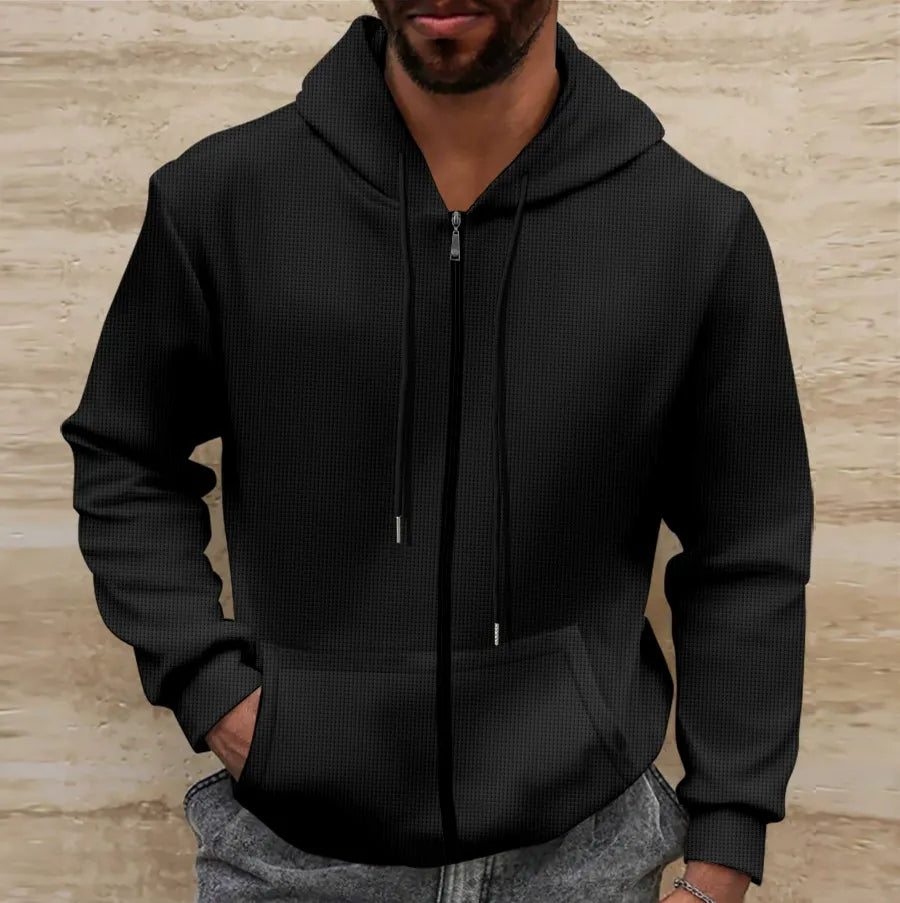Hoodie Waffle Knit Regular Fit Zipper Casual