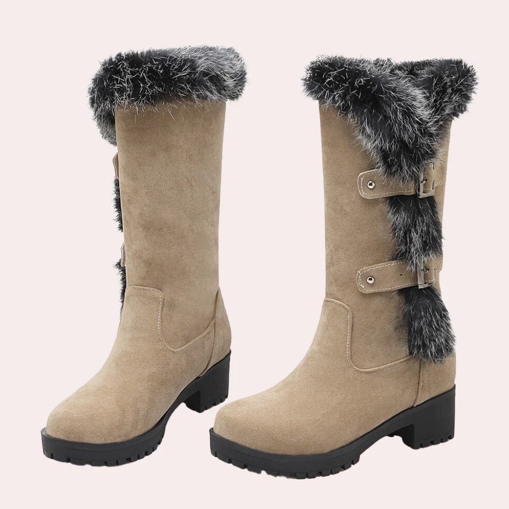 Stylish Dresses | Knee-length Suede Look Faux Fur Trim Buckle Chunky Sole →
Stylish Women's Dress Knee-length Suede Buckle