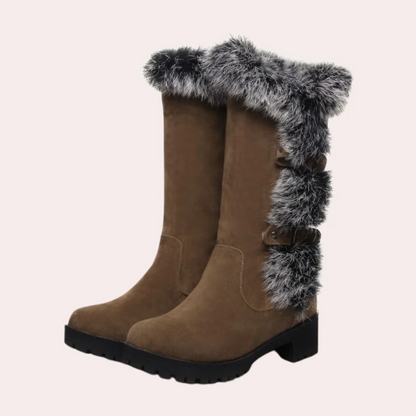 Stylish Dresses | Knee-length Suede Look Faux Fur Trim Buckle Chunky Sole →
Stylish Women's Dress Knee-length Suede Buckle