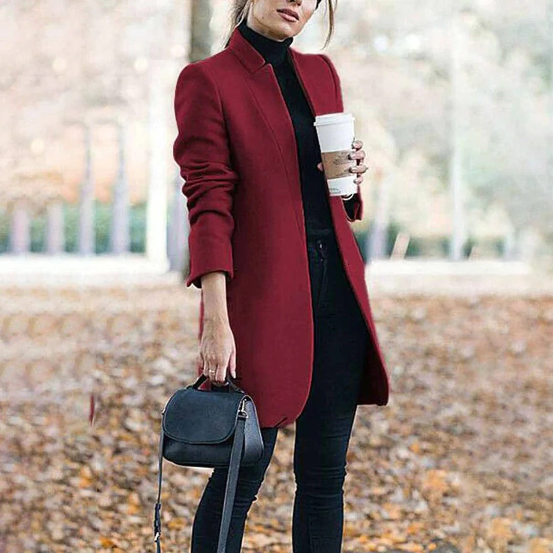 Stylish Women's Coat Long Tailored Elegant Design
