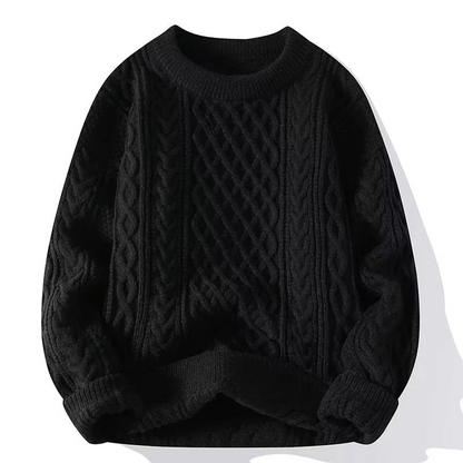 Casual Wool Dress Cable Knit Round Neck