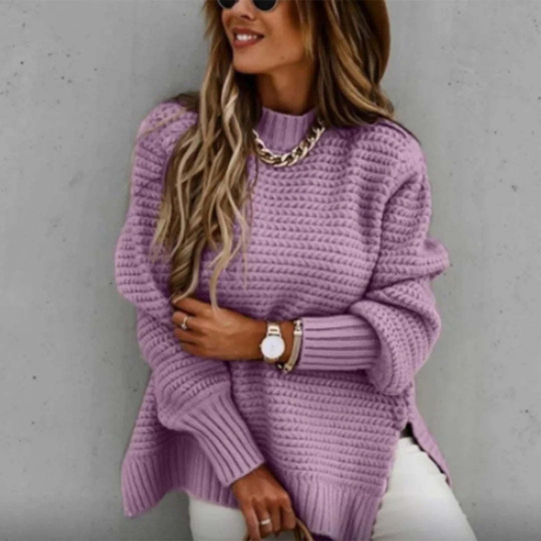 Women's Scarf Knitted Sweater Comfortable Crew Neck Long Sleeves