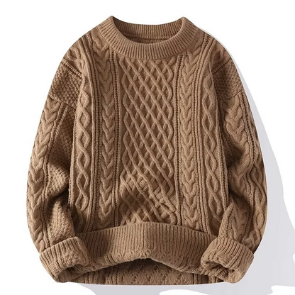 Casual Wool Dress Cable Knit Round Neck