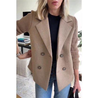 Women's Wool Coat Fitted Double Breasted Buttons