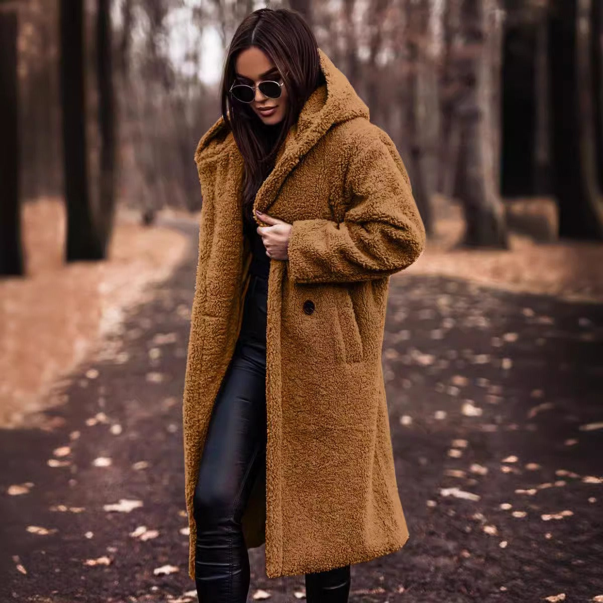 Oversized Wool Winter Coat with Hood