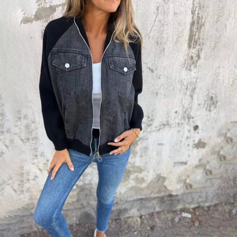 Fashionable Women's Denim Dress Loose Fit Long Sleeves