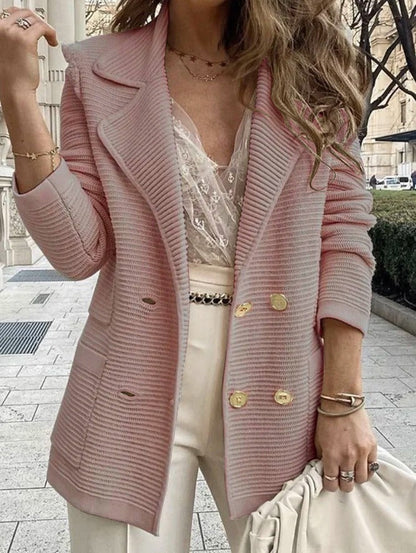 Tailored Men's Dress Ribbed Double-Breasted Jacket