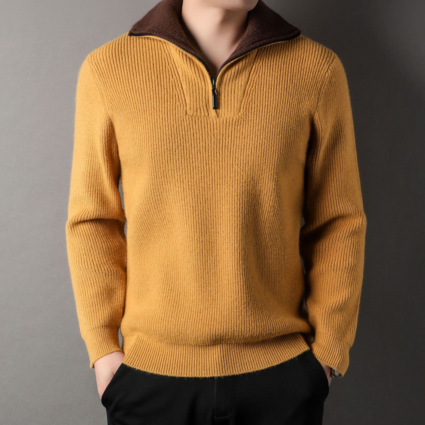 Comfortable Knitwear | Loose-Fitting Wool Sweater High Collar Zipper