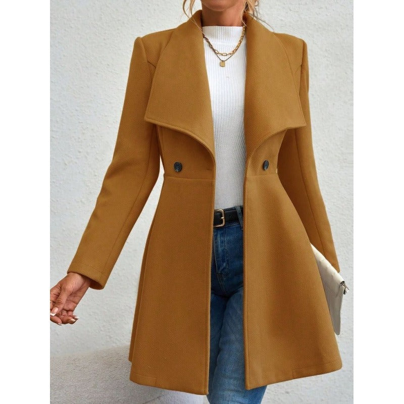 Elegant Wool Coat Slim Figure-Hugging Classic