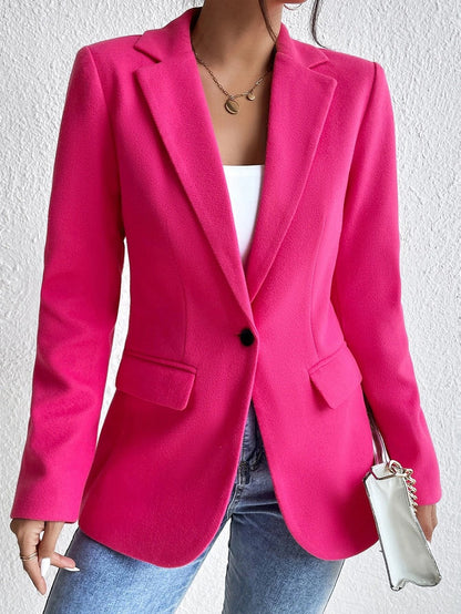 Slim Fit Blazer Wool Blend Lapel Collar