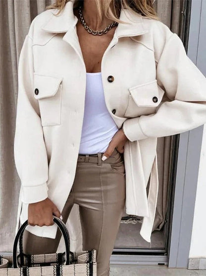 Women's Oversized Windproof Winter Jacket with Button Closure