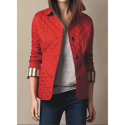 Elegant Quilted Jacket Women's Fitted Diamond Pattern