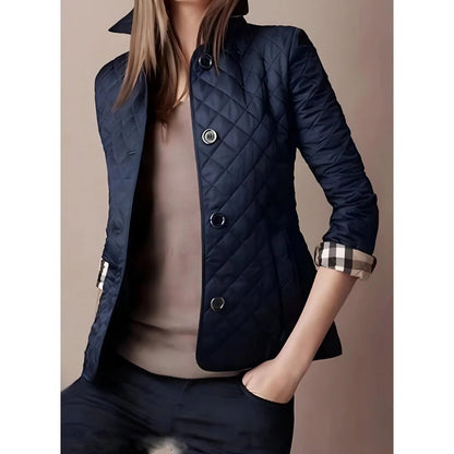 Elegant Quilted Jacket Women's Fitted Diamond Pattern