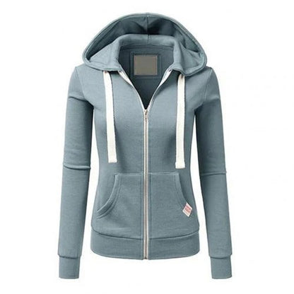 Kapuzenpullover Slim Fit Reißverschluss Baumwolle Tasche - IdealeKleiden