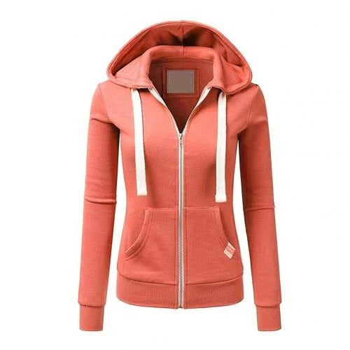 Hooded Sweatshirt Slim Fit Zipper Cotton Pocket