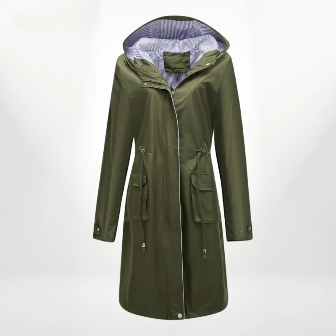 Waterproof Trench Coat for Women, Slim Fit, Knee Length