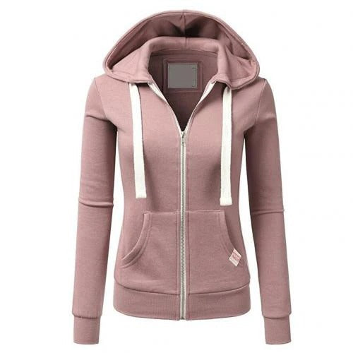 Hooded Sweatshirt Slim Fit Zipper Cotton Pocket