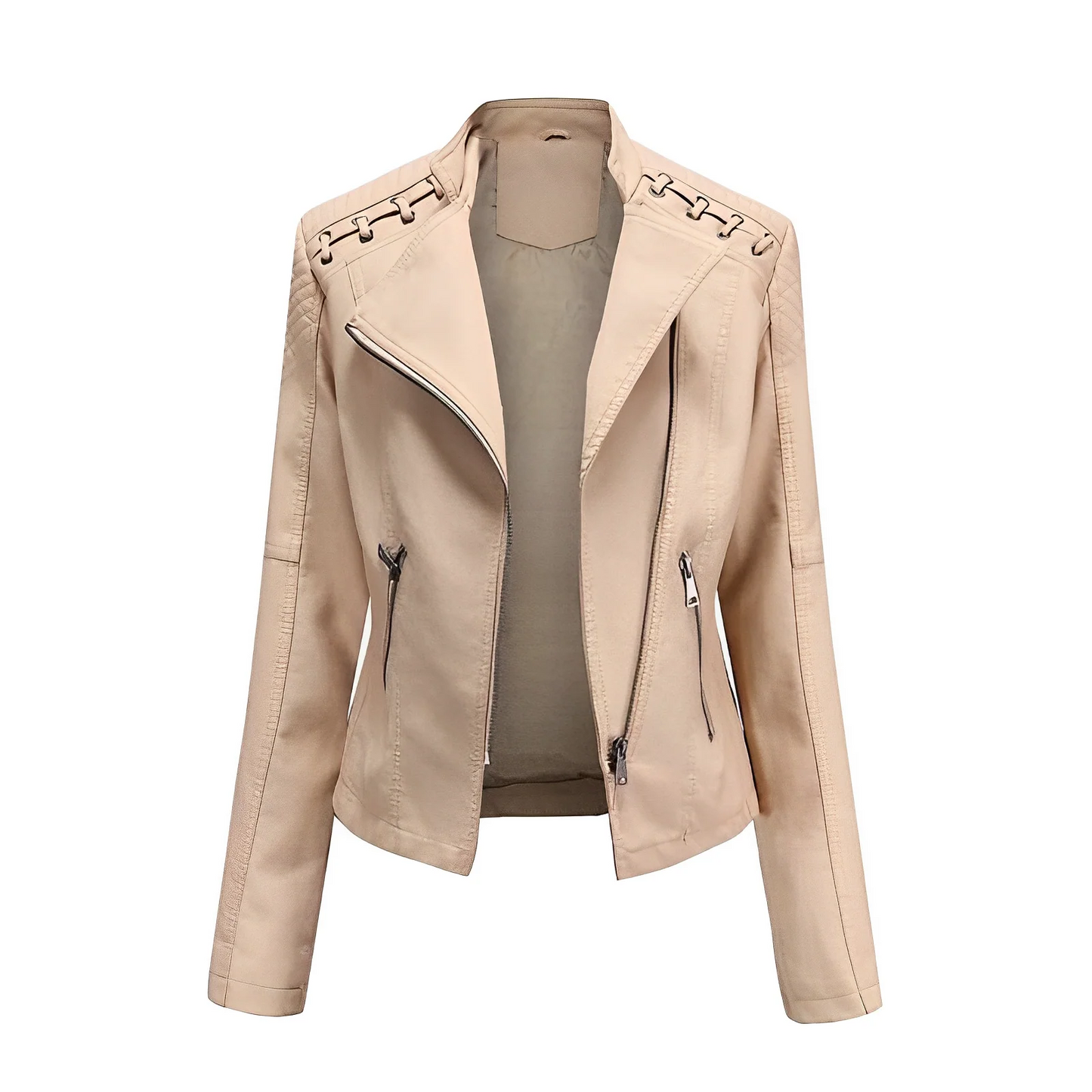 Leather Jacket Slim Fit Asymmetrical Quilted Style