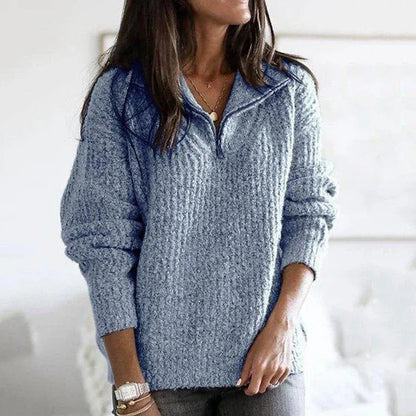Women's Knitted Jumper with Half-Zip