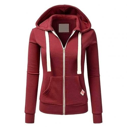 Hooded Sweatshirt Slim Fit Zipper Cotton Pocket