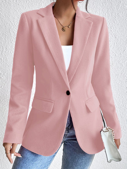 Slim Fit Blazer Wool Blend Lapel Collar