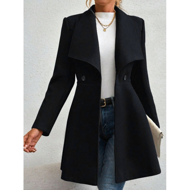 Elegant Wool Coat Slim Figure-Hugging Classic