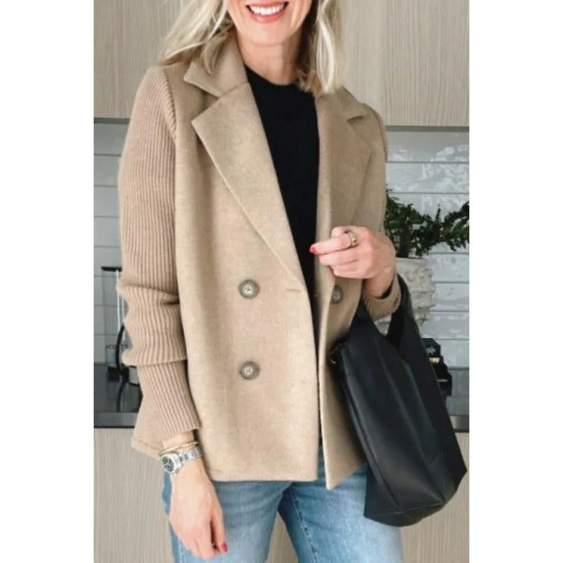 Women's Wool Coat Fitted Double Breasted Buttons