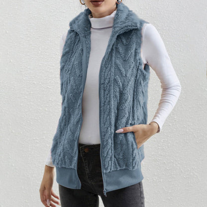 Sleeveless Fleece Jacquard Zip Dress
