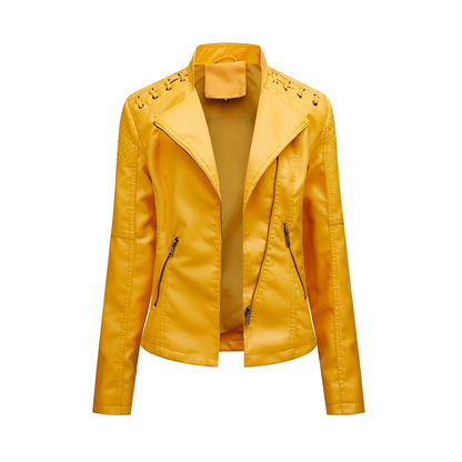 Leather Jacket Slim Fit Asymmetrical Quilted Style