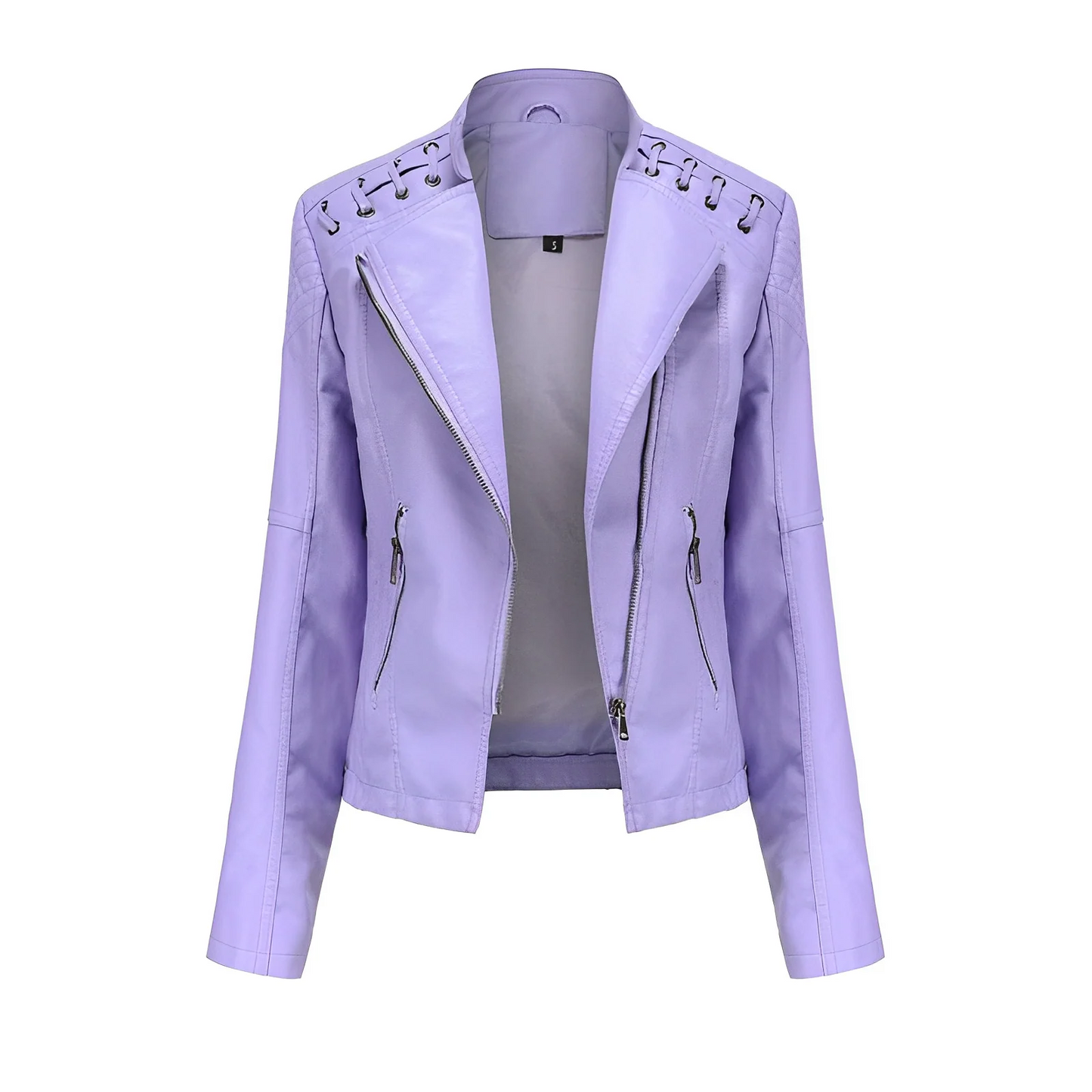Leather Jacket Slim Fit Asymmetrical Quilted Style