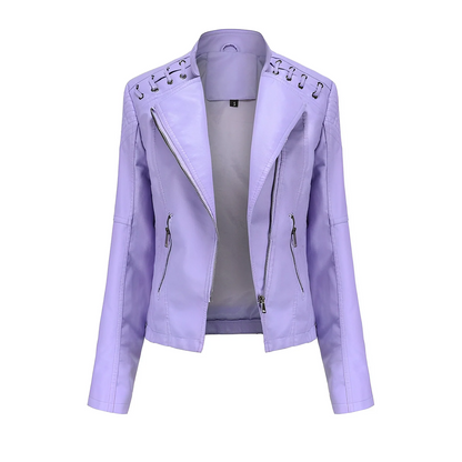 Leather Jacket Slim Fit Asymmetrical Quilted Style
