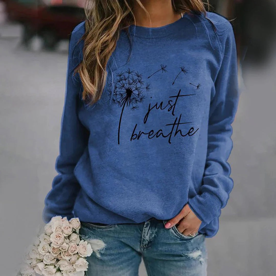 Bequeme Damenkleidung Baumwolle Langarmshirt mit Motiv