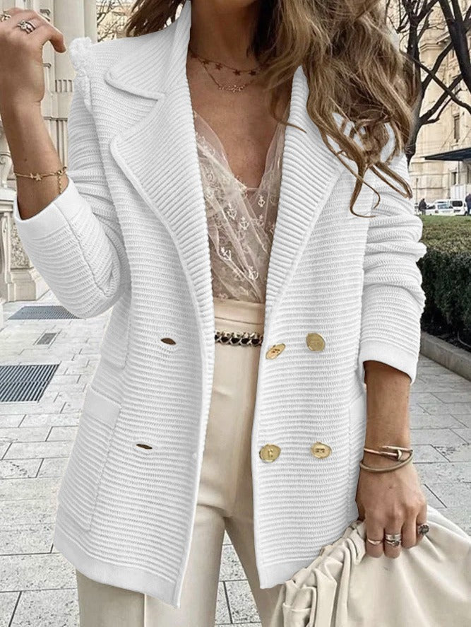 Tailored Men's Dress Ribbed Double-Breasted Jacket