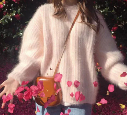 Oversized Mohair Blend Round Neck Sweater