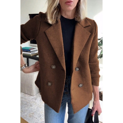 Women's Wool Coat Fitted Double Breasted Buttons