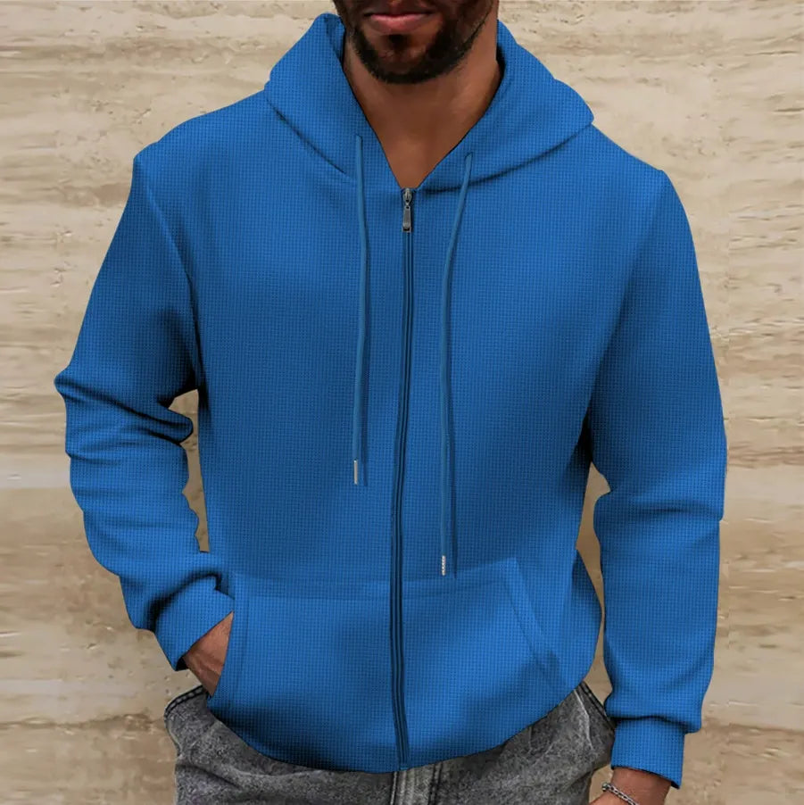 Hoodie Waffle Knit Regular Fit Zipper Casual