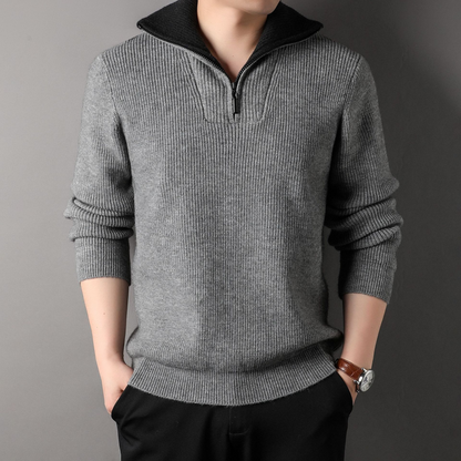 Comfortable Knitwear | Loose-Fitting Wool Sweater High Collar Zipper