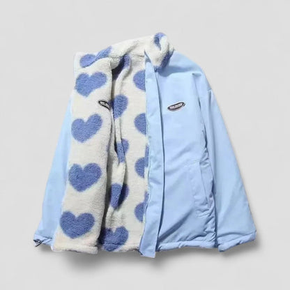 Cozy Reversible Coat Jacket Heart Lining