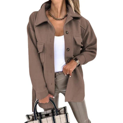 Women's Oversized Windproof Winter Jacket with Button Closure
