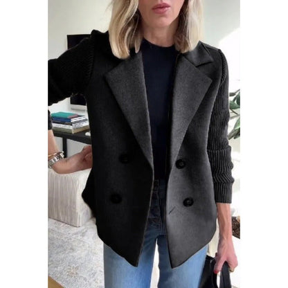 Women's Wool Coat Fitted Double Breasted Buttons