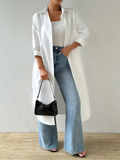 Damenschal Strickjacke Lang Ärmel Offene Vorderseite