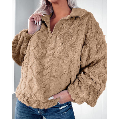 Oversized Fleece Stand-Up Collar Pullover